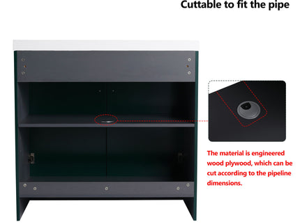 Contemporary Freestanding Bathroom Vanity With Resin Sink & Soft-Close Cabinet Doors