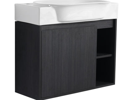 28" Wall Mounted Bathroom Vanity With Sink & Soft Close Door - Black Chestnut