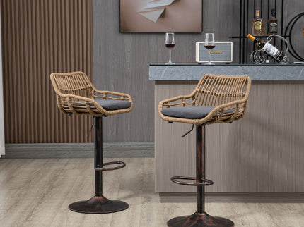 Modern Swivel Bar Stools Adjustable Counter Chairs With Footrest (Set of 2)