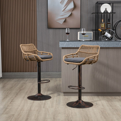 Modern Swivel Bar Stools Adjustable Counter Chairs With Footrest (Set of 2)