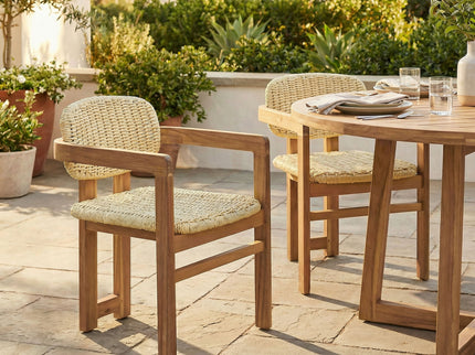 Outdoor Accent Armchairs For Patio (Set of 2) - Natural / Teak