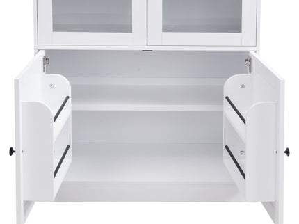 Tall Arched Top Storage Cabinet With 5 Tier Shelves, Soft Close Hinges