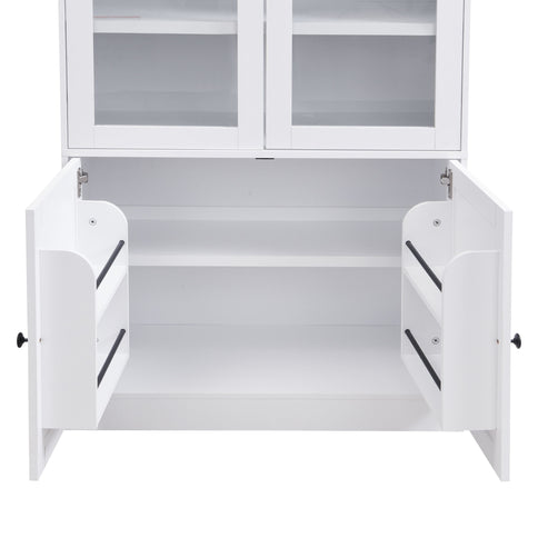 Tall Arched Top Storage Cabinet With 5 Tier Shelves, Soft Close Hinges