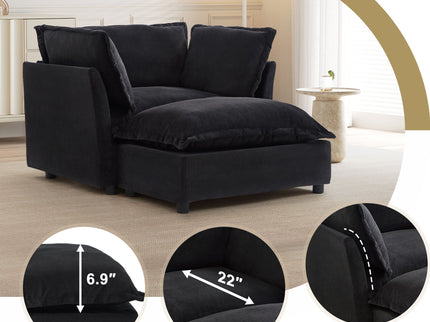 Modern Cozy Upholstered Armchair Sofa With Movable Ottoman