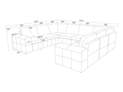 Modern Sectional Sofa With Large Square Arms