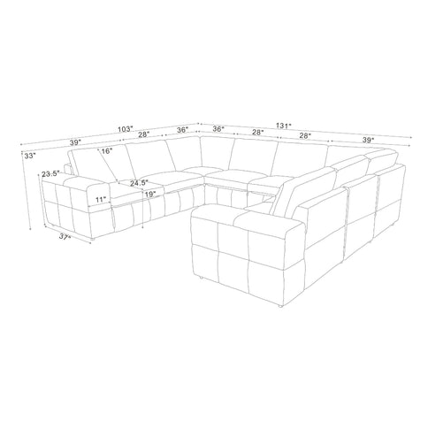 Modern Sectional Sofa With Large Square Arms