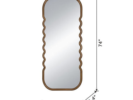 Oversized Wooden Floor Mirror With Unique Frame - Brown