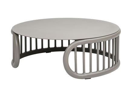 Harper - Indoor/Outdoor Modern Round Coffee Table - Geige Taupe Aluminum