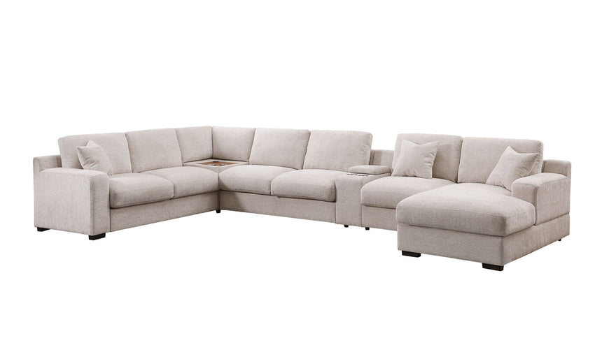 Celine - Fabric Corner Sectional Sofa With Right-Facing Chaise, Cupholders, And Charging Ports
