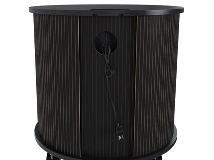 Cylinder Nightstand With Charging Station & Sliding Door