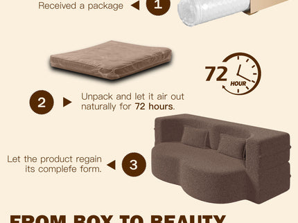 Modern Floor Sleeper Sofa Bed With 2 Pillows, Convertible Twin Size Folding Mattress For Living Room