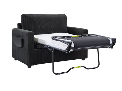 Sleeper Sofa With Foldable Mattress, USB Ports, Side Table & Storage Pocket