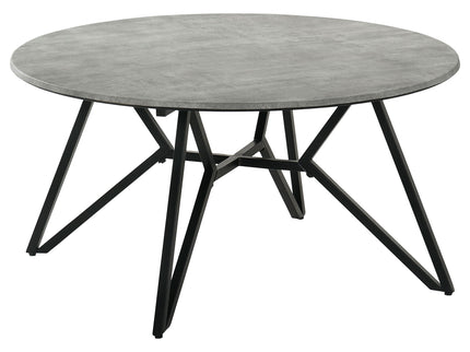 Travis - Round Top Coffee Table With Hairpin Legs - Gray / Black