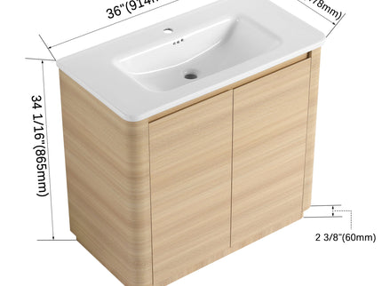 Freestanding Bathroom Vanity With Sink & 2 Soft Close Doors