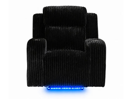 Power Recliner With Cup Holders And Ambient LED Lighting - Black