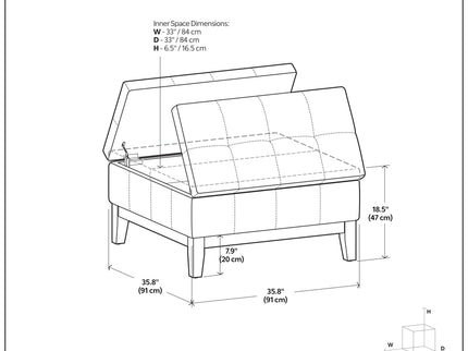 Dover - Multifunctional Lift Top Coffee Table Storage Ottoman