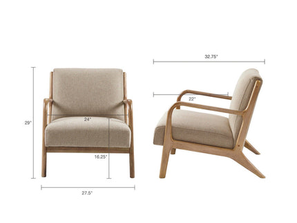 Mid-Century Style Lounge Chair With Upholstered Seat