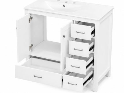 Bathroom Vanity With Sink Combo, 2 Soft Close Doors And 5 Drawers