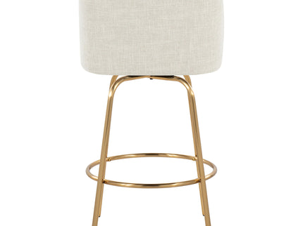 Toriano - Contemporary, Fixed Height Counter Stool With Swivel With Round Footrest (Set of 2)