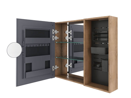 Wall Mounted Bathroom Cabinet, Adjustable Shelves Storage Cabinet - Imitative Oak