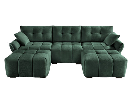 Sofa Set With Ottoman And Pillows, Textured, High Resilience Cushions