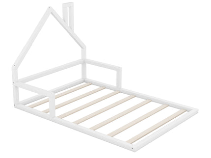 Elegant Floor Bed With House Shaped Headboard