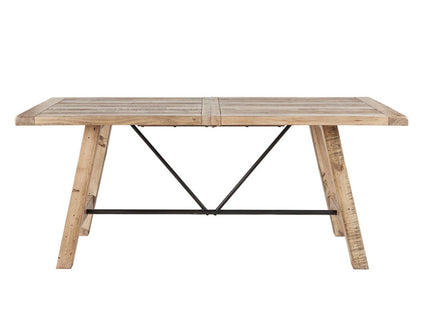 Rustic Dining Table With Metal Support - Natural