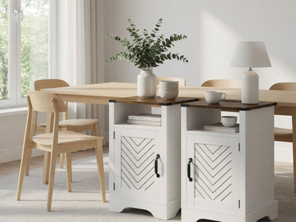 Farmhouse Nightstand With Charging Station & Storage