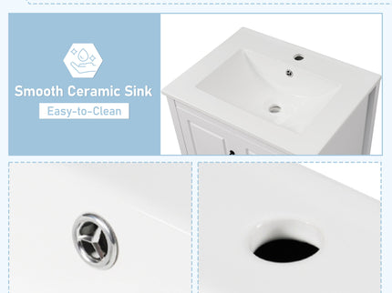 Freestanding Bathroom Vanity With Sink, Soft Closing Cabinet And Drawers - White