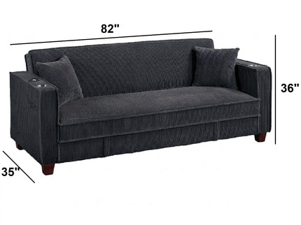 Modern Convertible Sofa With Hidden Storage USB Port, Cup Holder
