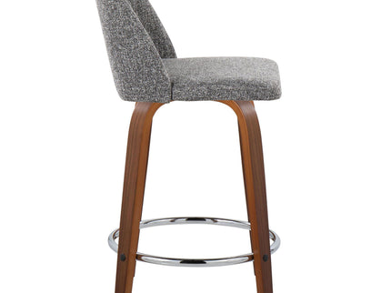 Toriano - Mid Century Modern Fixed Height Counter Stool With Swivel With Round Footrest (Set of 2)