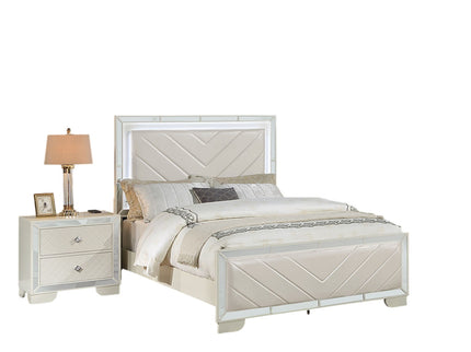 1 Piece Eastern King Size Upholstered Headboard And Footboard With Built In LED Lights
