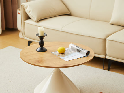 Round Coffee Table - Brown / White