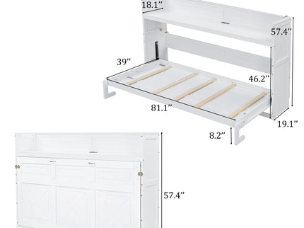 Murphy Bed With Desk, LED Light And USB Charging Station