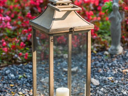 Candle Lantern Decorative, Hurricane Lantern Holder Decor For Indoor Outdoor, Home Garden Wedding - Ivory