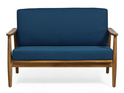 Outdoor Acacia Wood Loveseat Set With Coffee Table