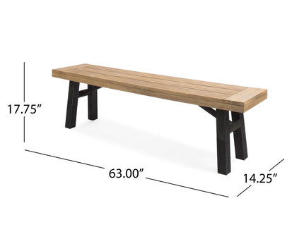 Outdoor Bench With Slat Panel Design And Acacia Wood Frame