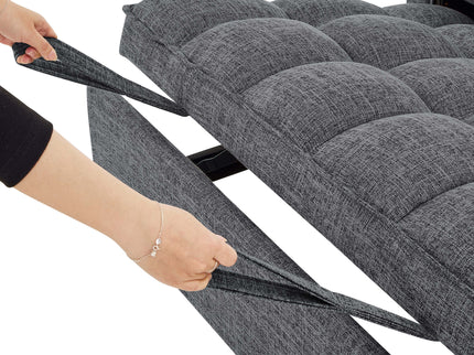 Sienna - Tufted Convertible Sleeper Sofa With Chaise - Gray