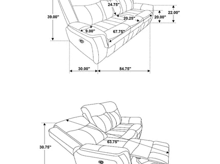 Franklin - Upholstered Padded Arm Reclining Sofa With Manual Recline - Charcoal