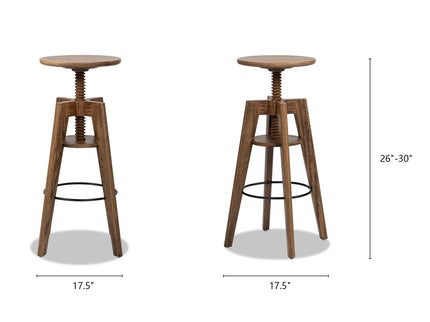 Spencer - Minimalist Oak Adjustable Bar Counter Stool - Walnut Brown Oak
