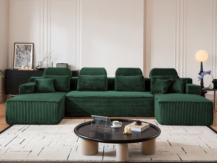 Sectional Sleeper Sofa & Storage Pockets, Modular Couch With Throw Pillows For Living Room