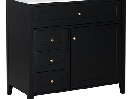 Bathroom Vanity With Sink, 3 Drawers & Cabinet With Adjustable Shelves