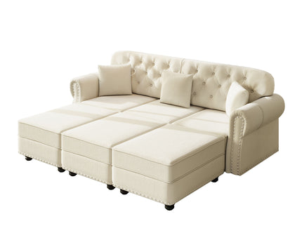Upholstered Sofa Set With Nailhead Trim And Rolled Armrests, Includes Pillows