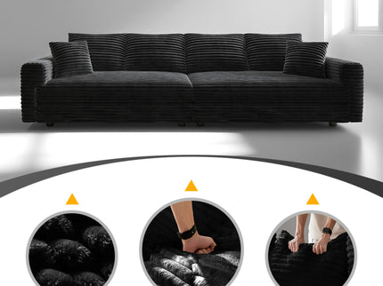 4 Seat Sofa, Modern Comfy Upholstered Sofa Cloud Couch, Deep Seat Couches With Soft Pillows