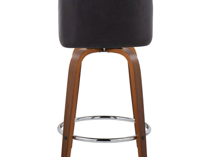 Toriano - Mid Century Modern Fixed Height Counter Stool With Swivel With Round Footrest (Set of 2)