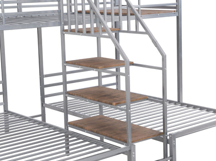 Metal Bunk Bed With Storage Shelves Staircase