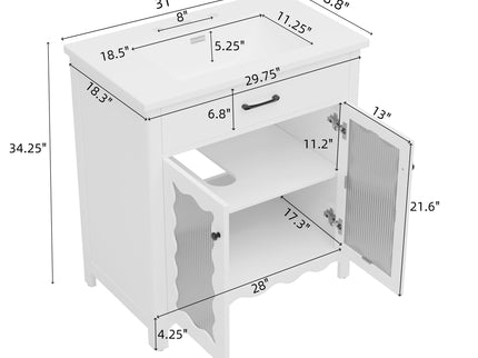 Modern Bathroom Vanity With Tempered Glass Doors