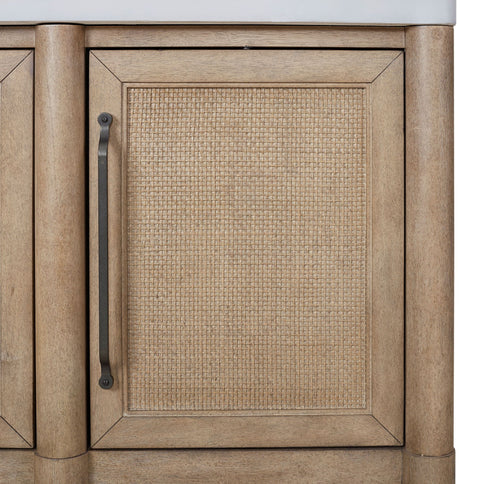 Cement Topped Server With Cane Insets - Sand