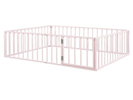 Metal Floor Bed Frame With Fence And Door