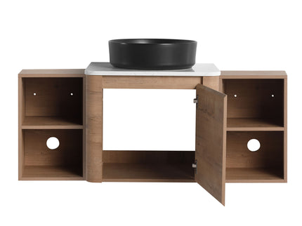 Wall Mounted Bathroom Vanity With Art Sink, 2 Storage Shelves, Soft Close Door